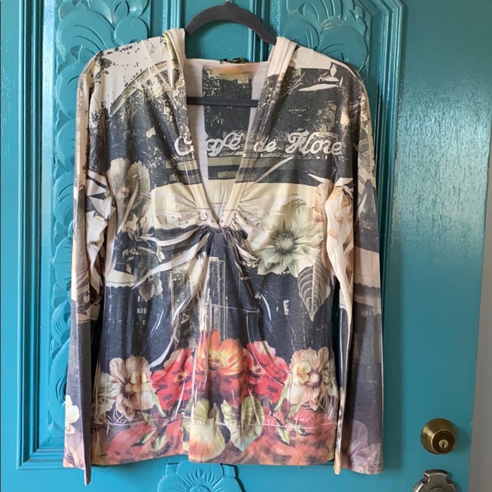 California Bloom hoodie shirt with flowers